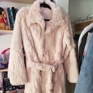 Womens real rabbit fur evening coat